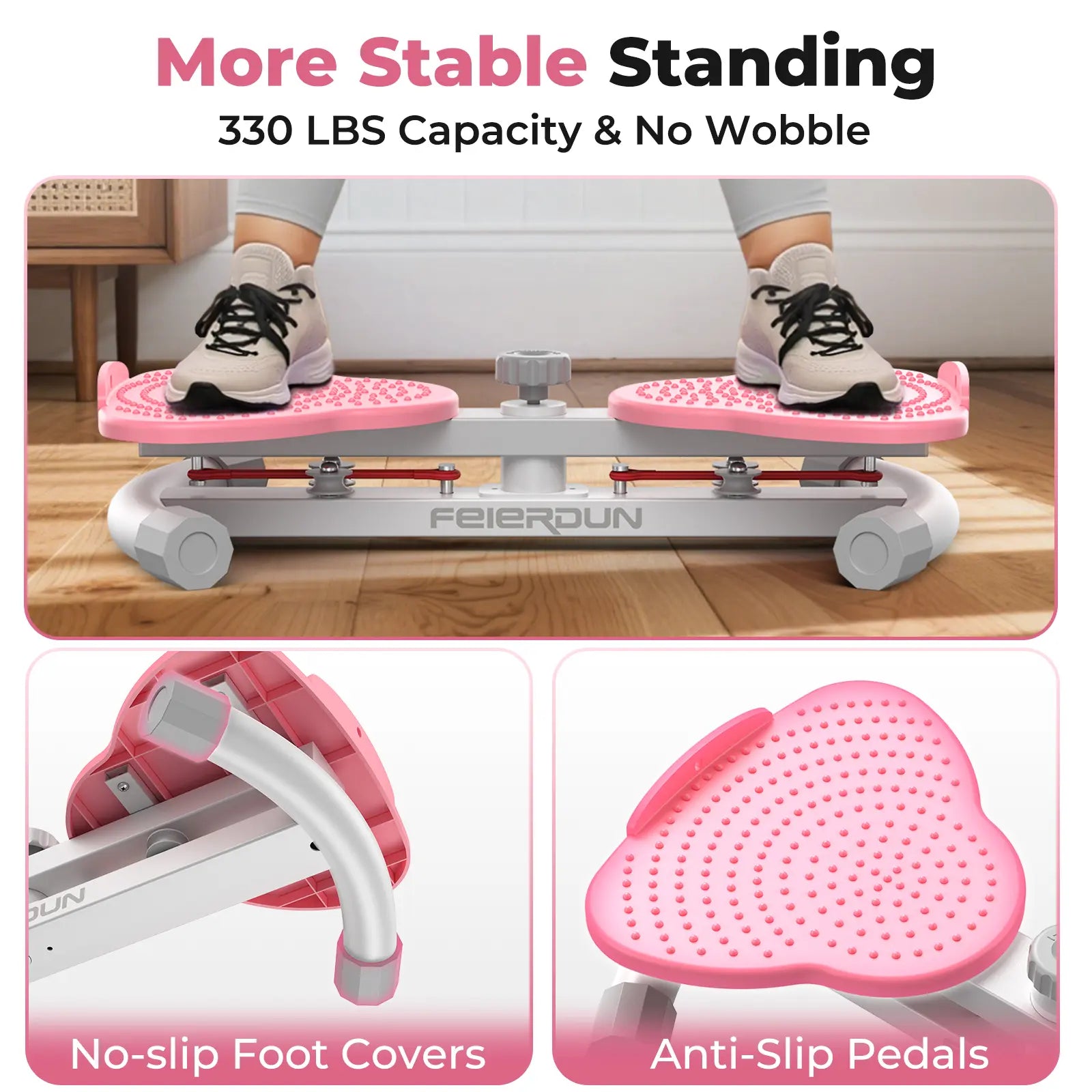 Feierdun Waist Twisting Board - Silent Ab Core Trainer with Resistance Bands, Non-Slip Ab Training Exercise Equipment, 330Lbs Capacity Tighten Waist Home Gym Equipment for Home Workouts